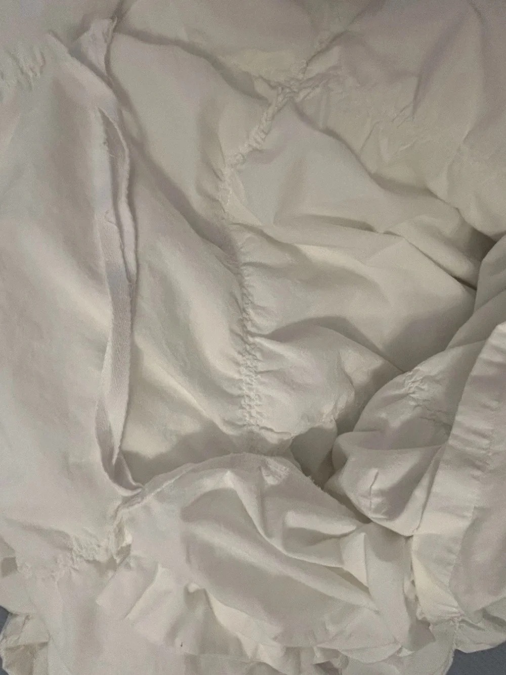 Pottery Barn Teen White Organic Cotton Diamond Rouched Duvet Cover, TWIN